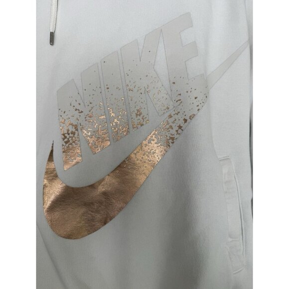 Nike womens White Rose Gold Cowl Neck Running Hoodie Sweatshirt Size Medium - Picture 3 of 12